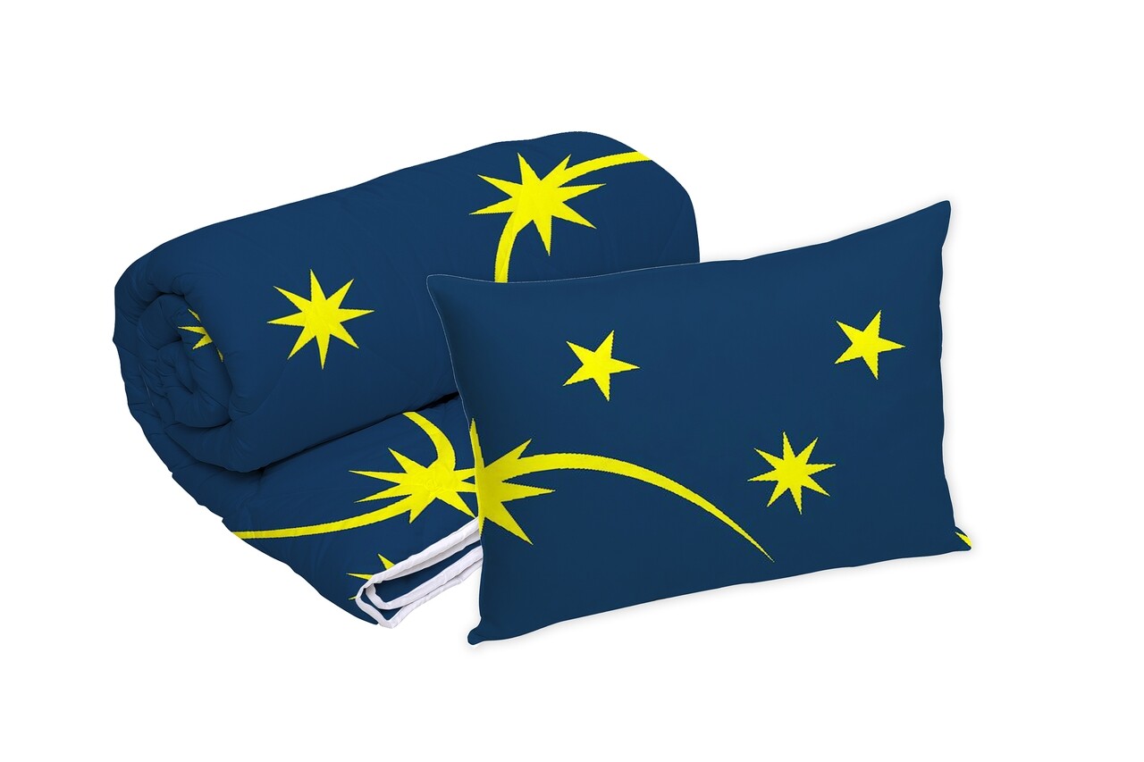 Set Alcam perna microfibra 50x70 cm si pilota matlasata 140x200 cm, Moon Night - imagine 5